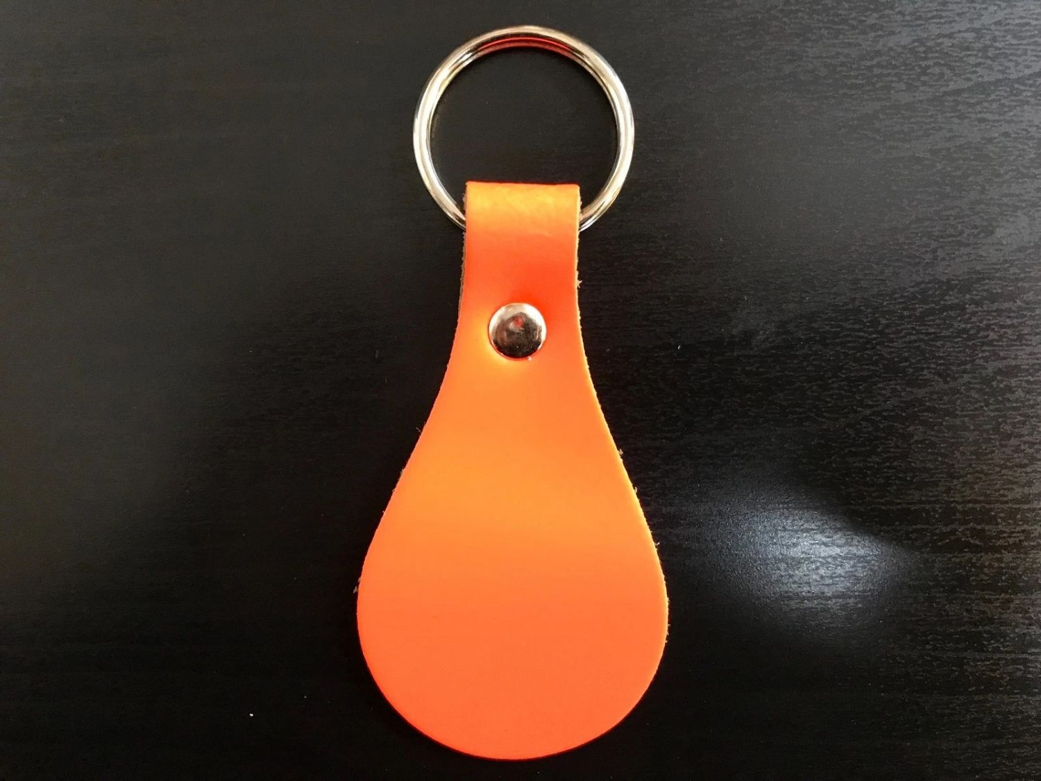 Leather Key Fob / Key Ring - Pear - Various Colours - Qty Options (Fluorescent Orange, 5)